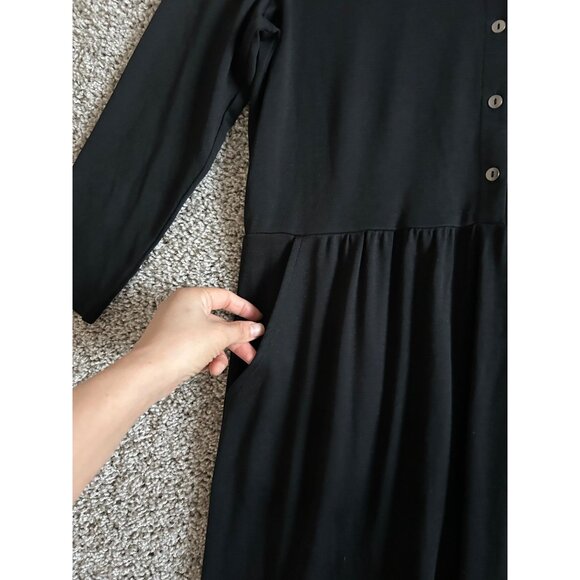 J. Jill Women's Sz XS 3/4 Sleeve Black Button-Front Dress Cotton Blend - Picture 7 of 11